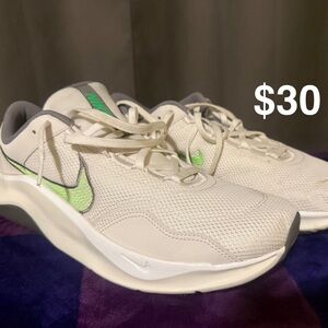 Nike Cream and Green Athletic Shoes